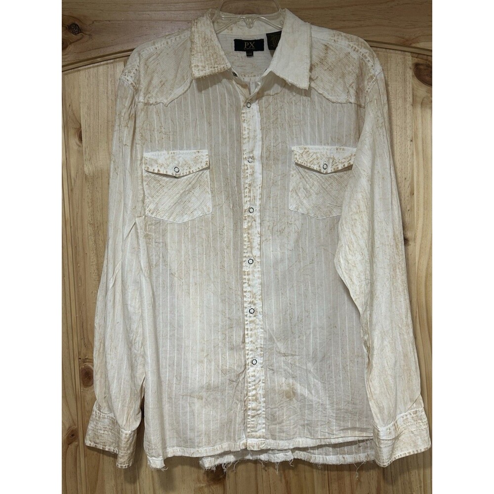 Vintage PX Clothing Men’s Long Sleeve Western Button Down Silver Snaps XL